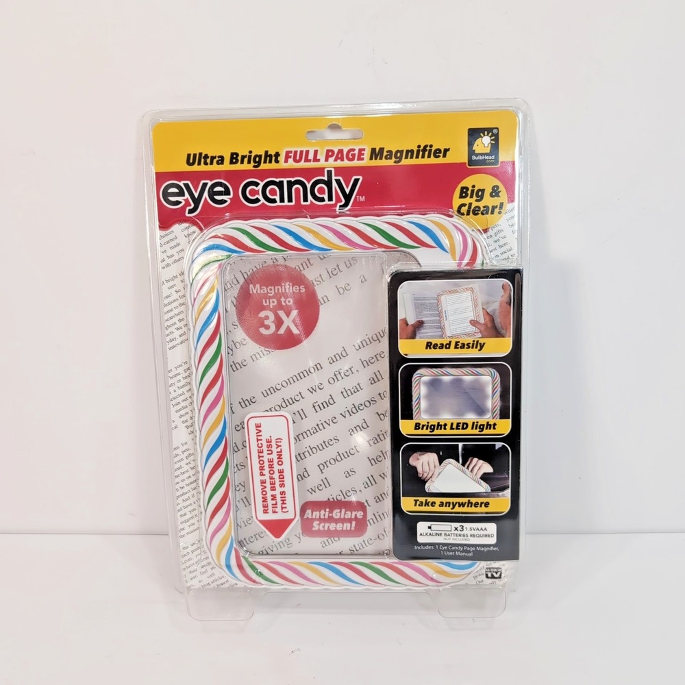 Eye Candy Ultra-Bright Full-Page Magnifier As Seen On TV Magnifies Up to 3X NEW